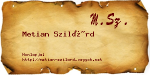 Metian Szilárd névjegykártya